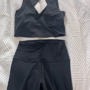 Beyond Yoga - Heather Rib Fresh Cut Crop and Leggings Matching Set